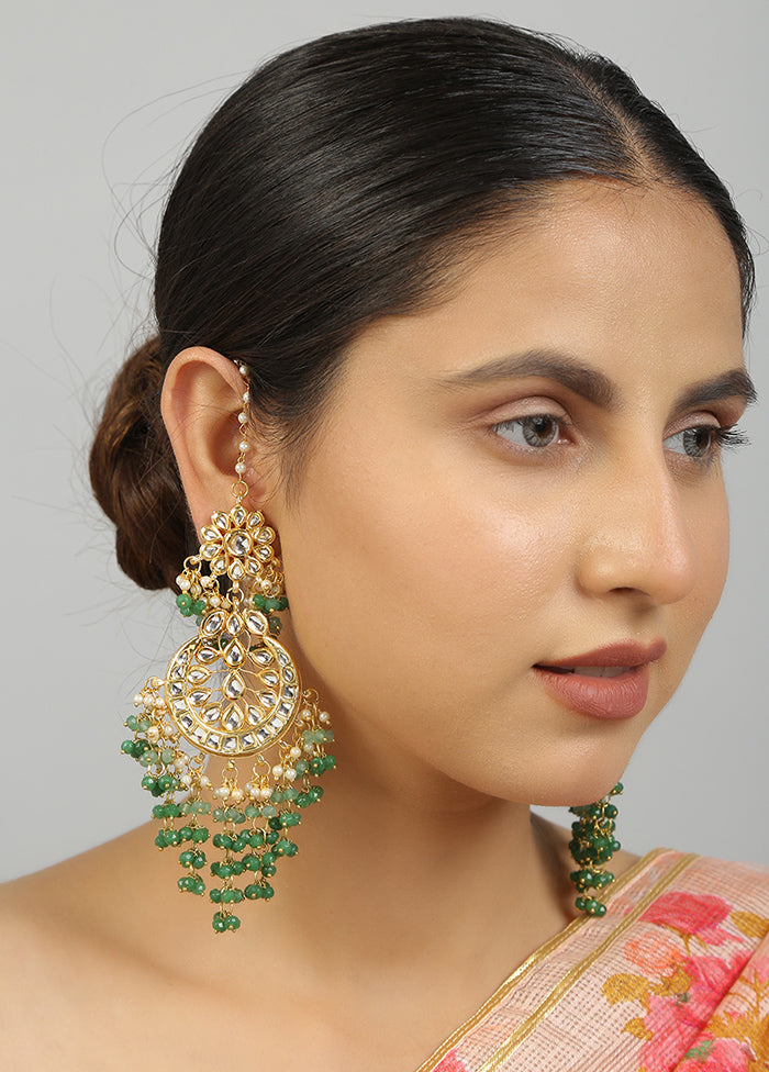 Green Kundan Work Copper And Alloy Earrings - Indian Silk House Agencies