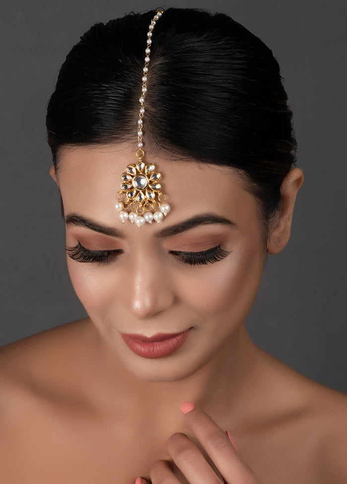 Gold Tone Kundan Maang Tikka With Pearls - Indian Silk House Agencies