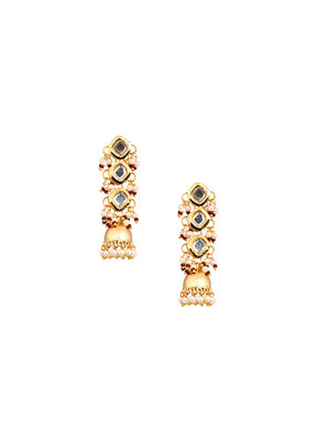 Gold Tone Kundan Inspired Jhumki - Indian Silk House Agencies