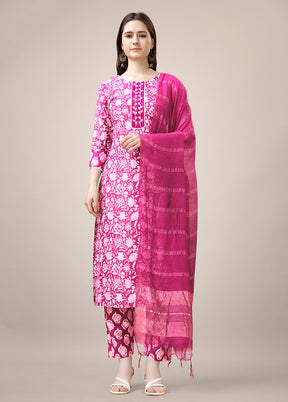 3 Pc Pink Readymade Rayon Suit Set - Indian Silk House Agencies