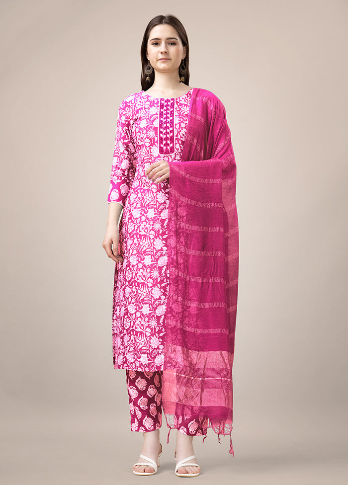 3 Pc Pink Readymade Rayon Suit Set - Indian Silk House Agencies