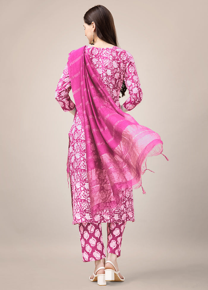 3 Pc Pink Readymade Rayon Suit Set - Indian Silk House Agencies
