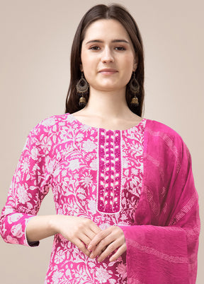 3 Pc Pink Readymade Rayon Suit Set - Indian Silk House Agencies