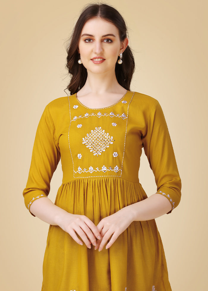Mustard Readymade Viscose Top - Indian Silk House Agencies