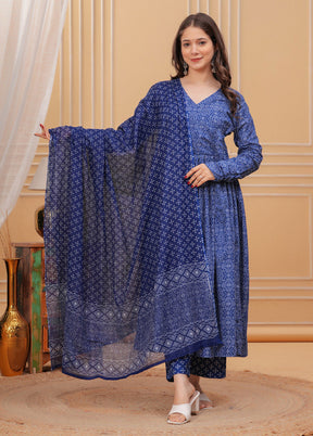 3 Pc Blue Silk Suit Set