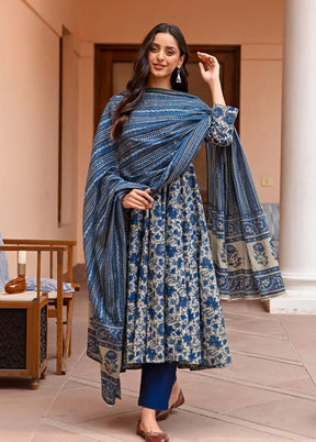 3 Pc Blue Silk Suit Set