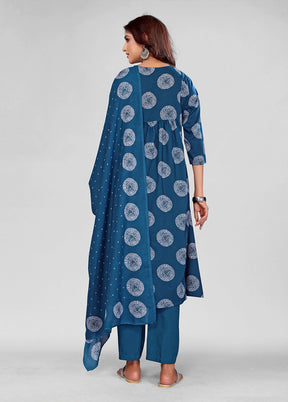 3 Pc Blue Silk Suit Set