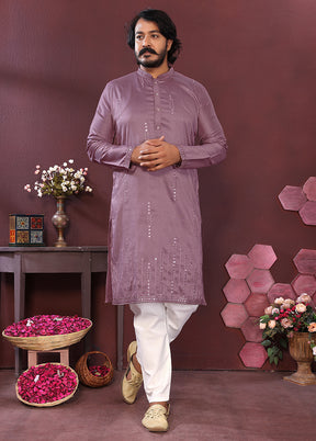 Purple Silk Kurta & Pajama Set