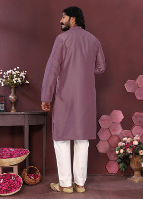 Purple Silk Kurta & Pajama Set