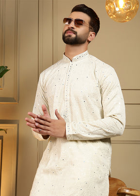 Cream Cotton Kurta & Pajama Set
