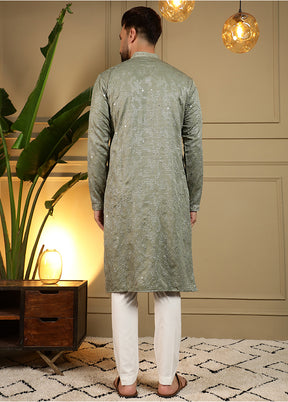Green Cotton Kurta & Pajama Set