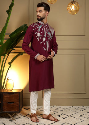 Maroon Silk Kurta & Pajama Set