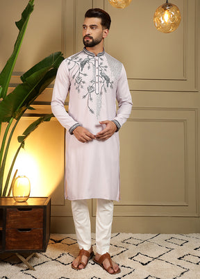 Lavender Silk Kurta & Pajama Set
