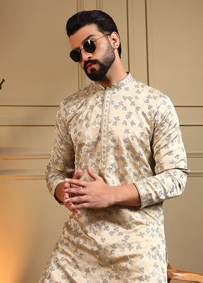 Cream Silk Kurta & Pajama Set