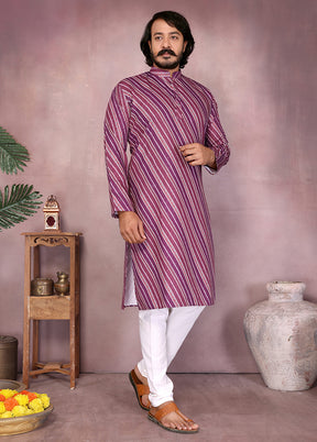 Wine Cotton Kurta & Pajama Set