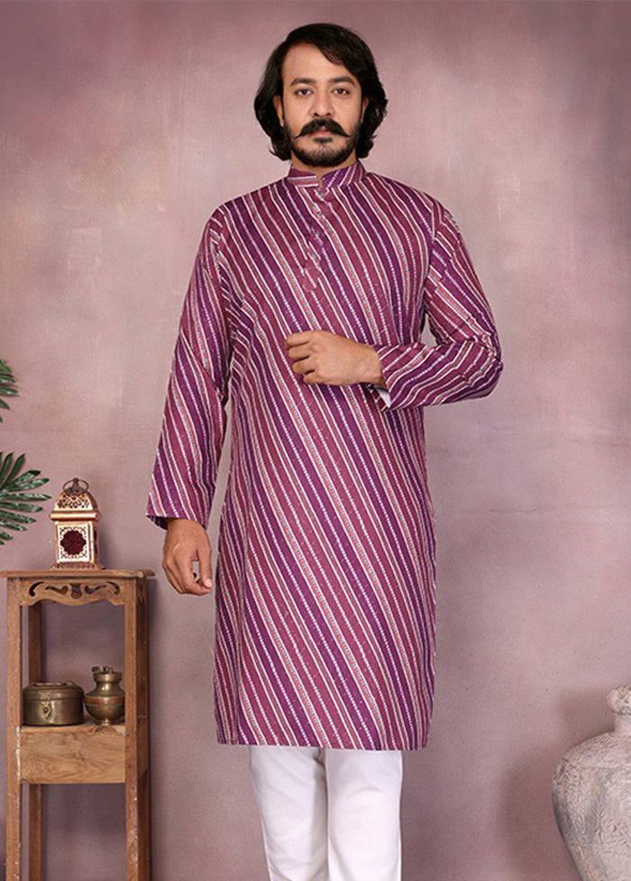 Wine Cotton Kurta & Pajama Set