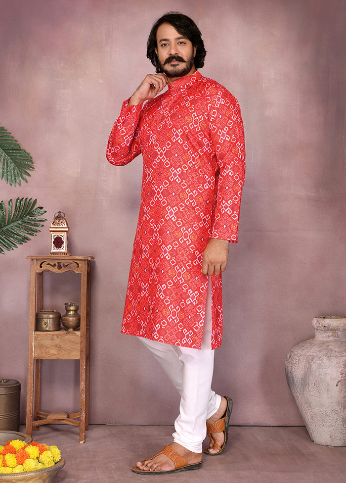 Red Cotton Kurta & Pajama Set