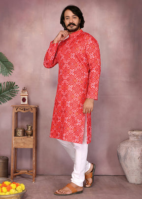 Red Cotton Kurta & Pajama Set