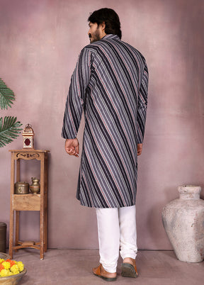 Black Cotton Kurta & Pajama Set