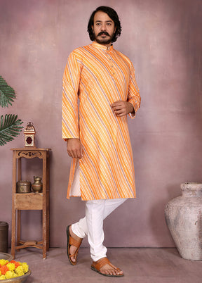 Orange Cotton Kurta & Pajama Set