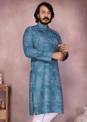 Blue Cotton Kurta & Pajama Set