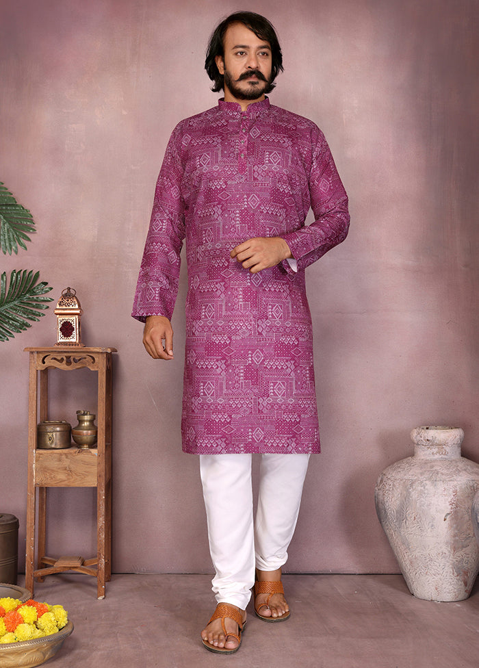 Wine Cotton Kurta & Pajama Set