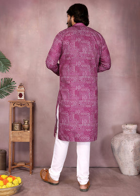 Wine Cotton Kurta & Pajama Set