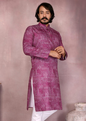 Wine Cotton Kurta & Pajama Set
