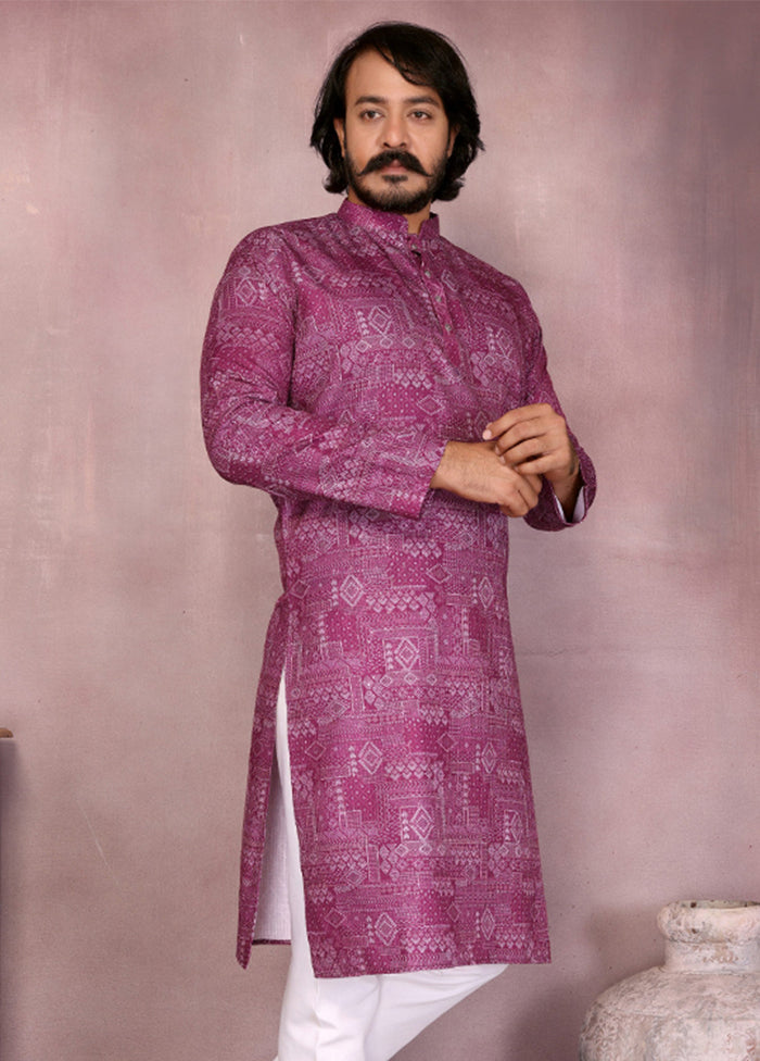 Wine Cotton Kurta & Pajama Set