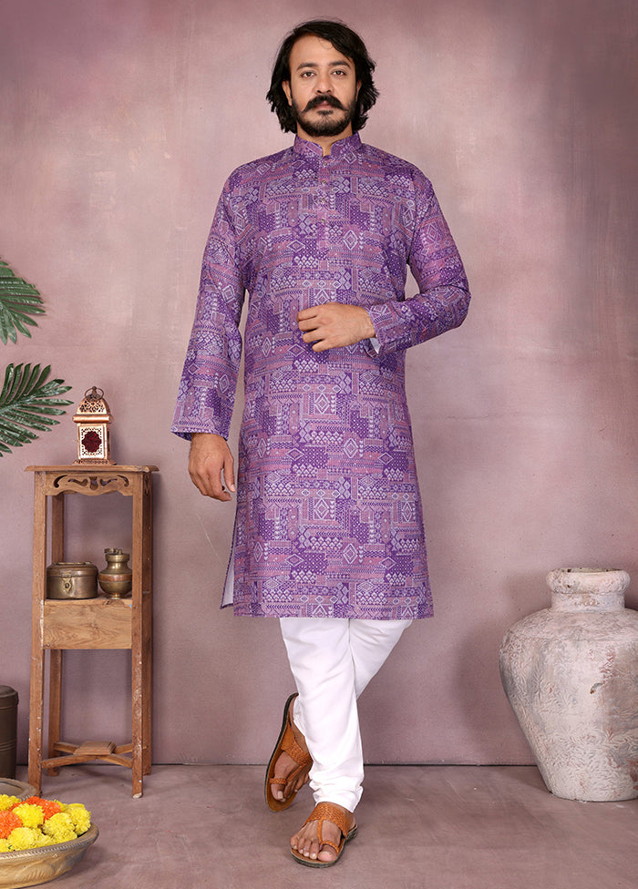 Purple Cotton Kurta & Pajama Set