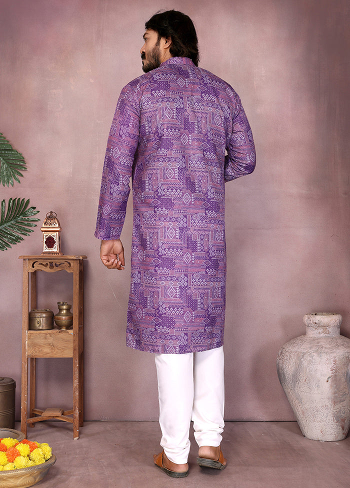Purple Cotton Kurta & Pajama Set