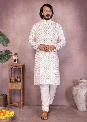 White Cotton Kurta & Pajama Set