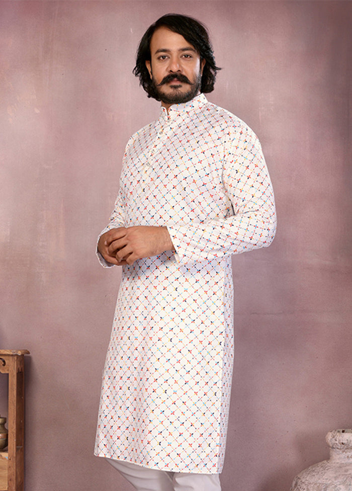 White Cotton Kurta & Pajama Set