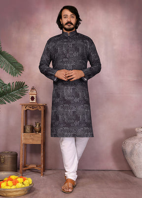 Black Cotton Kurta & Pajama Set