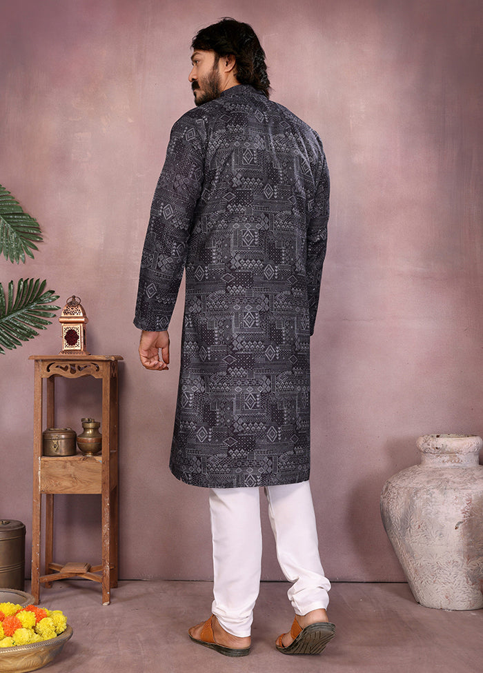 Black Cotton Kurta & Pajama Set