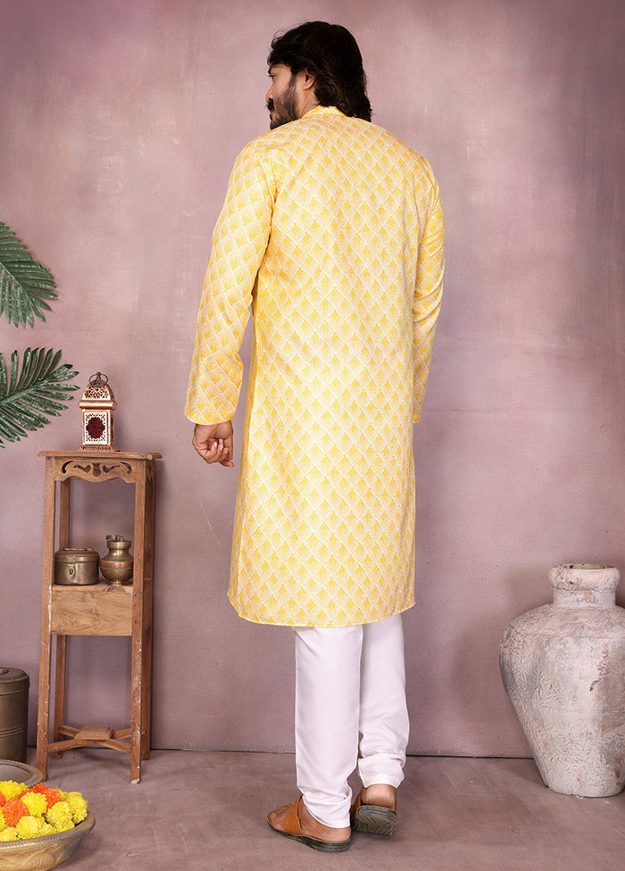 Yellow Cotton Kurta & Pajama Set
