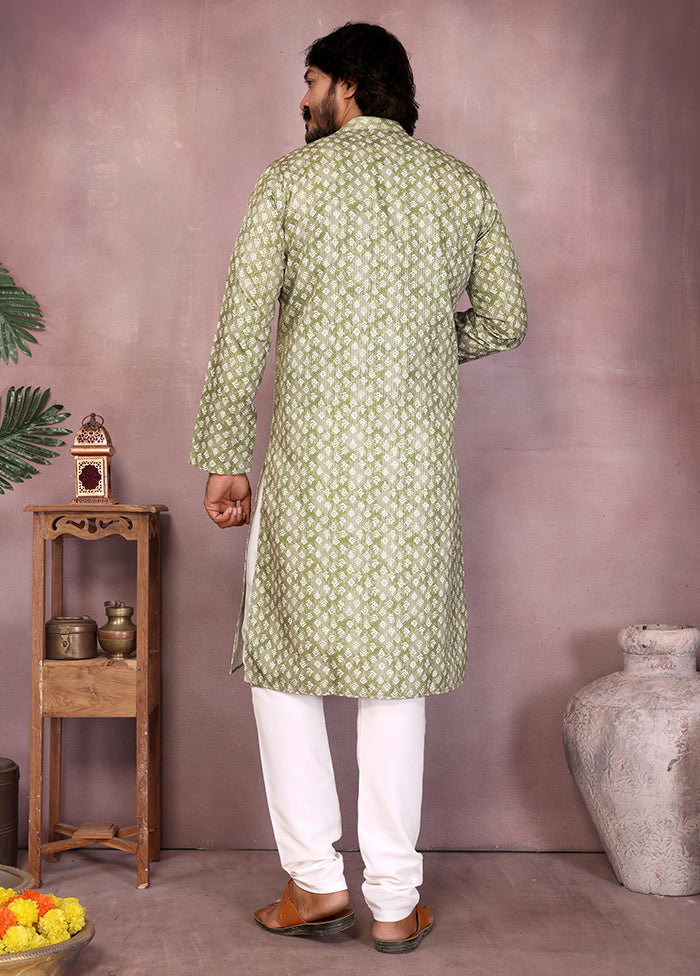 Green Cotton Kurta & Pajama Set