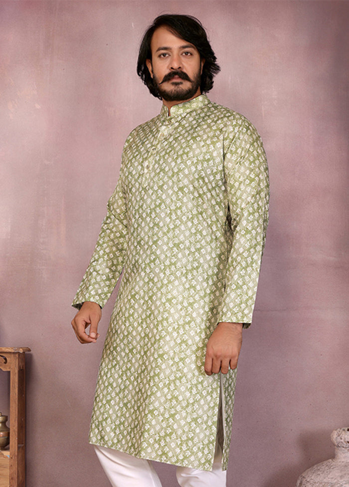 Green Cotton Kurta & Pajama Set