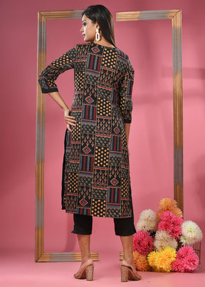 2 Pc Black Readymade Silk Kurti Set - Indian Silk House Agencies