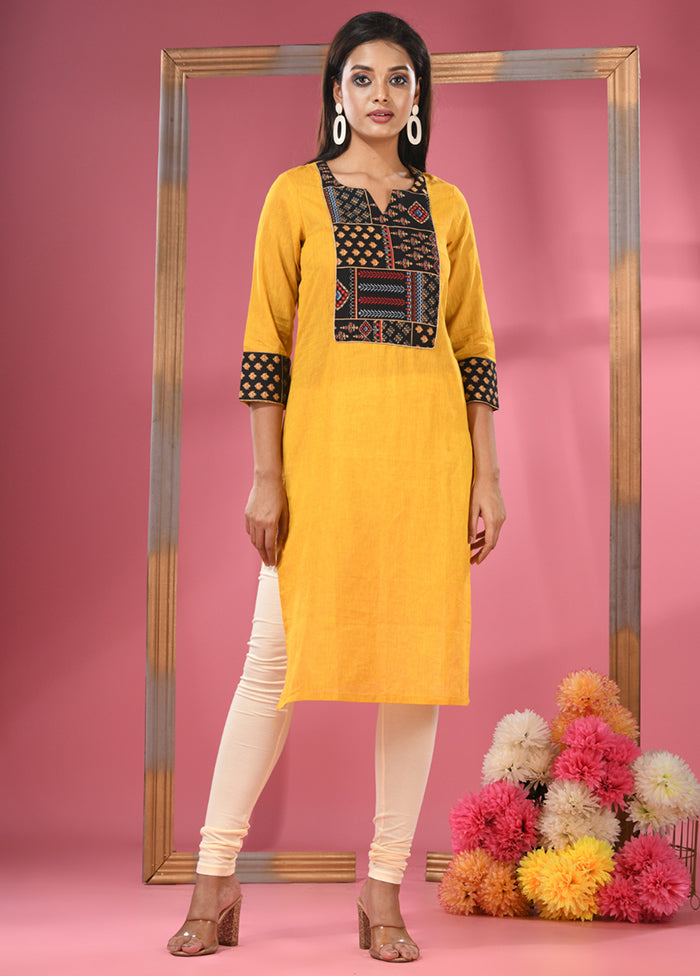 Yellow Readymade Cotton Kurti - Indian Silk House Agencies