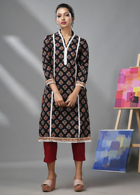 2 Pc Black Readymade Cotton Kurti Set - Indian Silk House Agencies