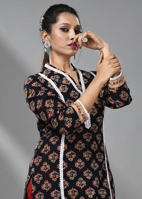 2 Pc Black Readymade Cotton Kurti Set - Indian Silk House Agencies