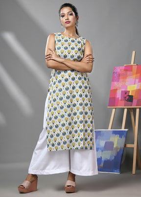2 Pc White Readymade Cotton Kurti Set - Indian Silk House Agencies