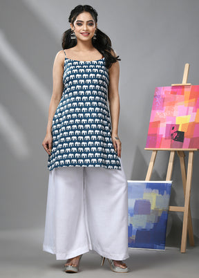 2 Pc Teal Readymade Cotton Kurti Set - Indian Silk House Agencies