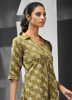 Mehendi Readymade Cotton Kurti - Indian Silk House Agencies