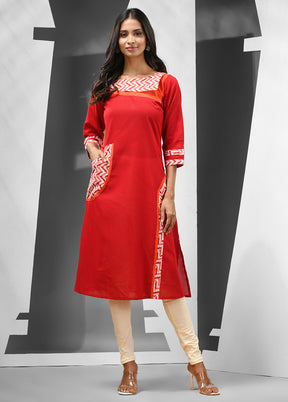 Red Readymade Cotton Kurti - Indian Silk House Agencies