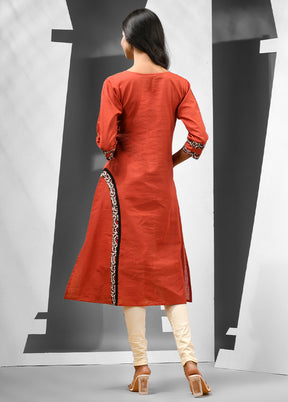 Rust Readymade Cotton Kurti - Indian Silk House Agencies