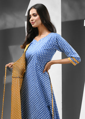 Blue Readymade Cotton Kurti - Indian Silk House Agencies