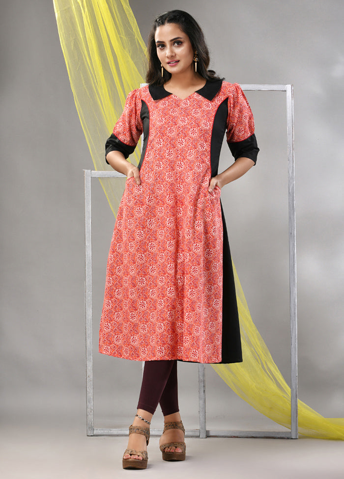 Orange Readymade Cotton Kurti - Indian Silk House Agencies