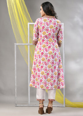 2 Pc White Readymade Cotton Kurti Set - Indian Silk House Agencies